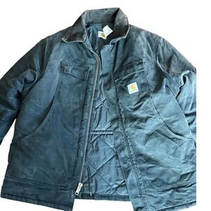 Vtg Carhartt Coat 90's Mens 50 (2X) C03 Black Quilt Lined Workwear Streetwear